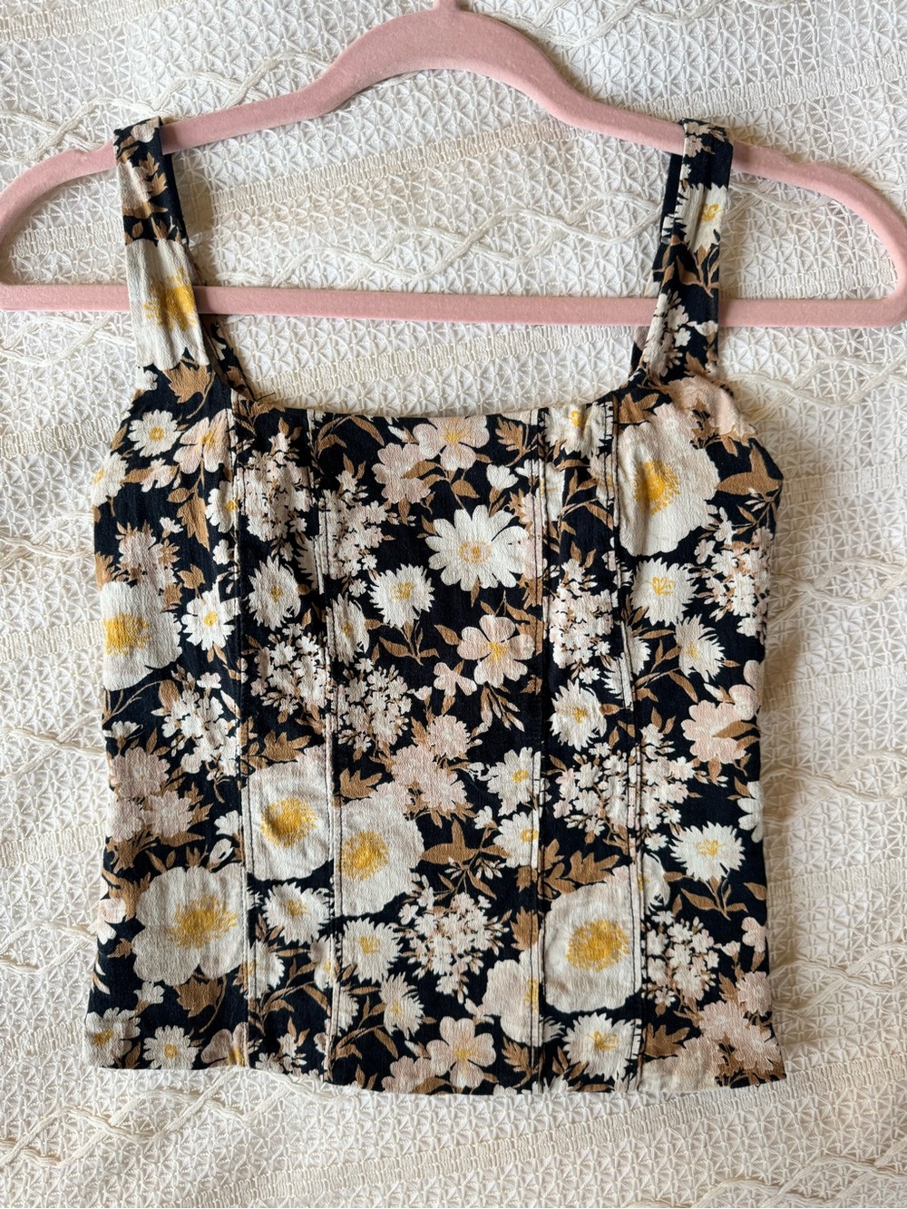 Abercrombie & Fitch Black Floral Square-Neck Cami